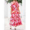 imagePRETTYGARDEN Womens Summer Maxi Dress 2025 Boho Floral Wrap V Neck Puff Short Sleeve Ruffle Flowy Beach Resort Long DressesFloral White Rose Red