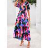 imagePRETTYGARDEN Womens Summer Maxi Dress 2025 Boho Floral Wrap V Neck Puff Short Sleeve Ruffle Flowy Beach Resort Long DressesMulticolored Flower