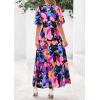 imagePRETTYGARDEN Womens Summer Maxi Dress 2025 Boho Floral Wrap V Neck Puff Short Sleeve Ruffle Flowy Beach Resort Long DressesMulticolored Flower