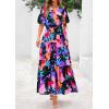 imagePRETTYGARDEN Womens Summer Maxi Dress 2025 Boho Floral Wrap V Neck Puff Short Sleeve Ruffle Flowy Beach Resort Long DressesMulticolored Flower