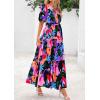 imagePRETTYGARDEN Womens Summer Maxi Dress 2025 Boho Floral Wrap V Neck Puff Short Sleeve Ruffle Flowy Beach Resort Long DressesMulticolored Flower
