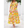 imagePRETTYGARDEN Womens Summer Maxi Dress 2025 Boho Floral Wrap V Neck Puff Short Sleeve Ruffle Flowy Beach Resort Long DressesWhite Yellow Flower