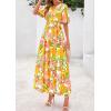 imagePRETTYGARDEN Womens Summer Maxi Dress 2025 Boho Floral Wrap V Neck Puff Short Sleeve Ruffle Flowy Beach Resort Long DressesWhite Yellow Flower