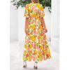 imagePRETTYGARDEN Womens Summer Maxi Dress 2025 Boho Floral Wrap V Neck Puff Short Sleeve Ruffle Flowy Beach Resort Long DressesWhite Yellow Flower