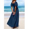 imagePRETTYGARDEN Womens Summer Puff Short Sleeve Maxi Dress Square Neck Smocked Tiered Ruffle A Line Long Flowy Beach DressesNavy