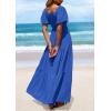 imagePRETTYGARDEN Womens Summer Puff Short Sleeve Maxi Dress Square Neck Smocked Tiered Ruffle A Line Long Flowy Beach DressesRoyal Blue
