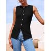 imagePRETTYGARDEN Womens Sweater Vest Button Down Summer Tank Tops 2025 Sleeveless Knit Vests Fashion Business Casual OutfitsBlack