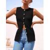 imagePRETTYGARDEN Womens Sweater Vest Button Down Summer Tank Tops 2025 Sleeveless Knit Vests Fashion Business Casual OutfitsBlack