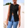 imagePRETTYGARDEN Womens Sweater Vest Button Down Summer Tank Tops 2025 Sleeveless Knit Vests Fashion Business Casual OutfitsBlack