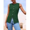 imagePRETTYGARDEN Womens Sweater Vest Button Down Summer Tank Tops 2025 Sleeveless Knit Vests Fashion Business Casual OutfitsGreen