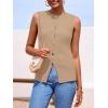 imagePRETTYGARDEN Womens Sweater Vest Button Down Summer Tank Tops 2025 Sleeveless Knit Vests Fashion Business Casual OutfitsKhaki