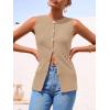imagePRETTYGARDEN Womens Sweater Vest Button Down Summer Tank Tops 2025 Sleeveless Knit Vests Fashion Business Casual OutfitsKhaki