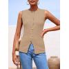 imagePRETTYGARDEN Womens Sweater Vest Button Down Summer Tank Tops 2025 Sleeveless Knit Vests Fashion Business Casual OutfitsKhaki
