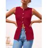 imagePRETTYGARDEN Womens Sweater Vest Button Down Summer Tank Tops 2025 Sleeveless Knit Vests Fashion Business Casual OutfitsWine Red