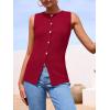 imagePRETTYGARDEN Womens Sweater Vest Button Down Summer Tank Tops 2025 Sleeveless Knit Vests Fashion Business Casual OutfitsWine Red