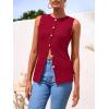 imagePRETTYGARDEN Womens Sweater Vest Button Down Summer Tank Tops 2025 Sleeveless Knit Vests Fashion Business Casual OutfitsWine Red