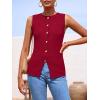 imagePRETTYGARDEN Womens Sweater Vest Button Down Summer Tank Tops 2025 Sleeveless Knit Vests Fashion Business Casual OutfitsWine Red