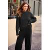 imagePRETTYGARDEN Womens Winter 2 Piece Sweater Set Casual Pullover Top High Waisted Sweatpants Tracksuit Lounge OutfitsBlack