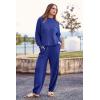 imagePRETTYGARDEN Womens Winter 2 Piece Sweater Set Casual Pullover Top High Waisted Sweatpants Tracksuit Lounge OutfitsBlue