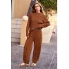 imagePRETTYGARDEN Womens Winter 2 Piece Sweater Set Casual Pullover Top High Waisted Sweatpants Tracksuit Lounge OutfitsBrown