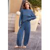 imagePRETTYGARDEN Womens Winter 2 Piece Sweater Set Casual Pullover Top High Waisted Sweatpants Tracksuit Lounge OutfitsDark Blue