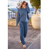 imagePRETTYGARDEN Womens Winter 2 Piece Sweater Set Casual Pullover Top High Waisted Sweatpants Tracksuit Lounge OutfitsDark Blue
