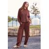 imagePRETTYGARDEN Womens Winter 2 Piece Sweater Set Casual Pullover Top High Waisted Sweatpants Tracksuit Lounge OutfitsDark Brown