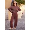 imagePRETTYGARDEN Womens Winter 2 Piece Sweater Set Casual Pullover Top High Waisted Sweatpants Tracksuit Lounge OutfitsDark Brown