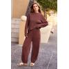imagePRETTYGARDEN Womens Winter 2 Piece Sweater Set Casual Pullover Top High Waisted Sweatpants Tracksuit Lounge OutfitsDark Brown