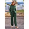 imagePRETTYGARDEN Womens Winter 2 Piece Sweater Set Casual Pullover Top High Waisted Sweatpants Tracksuit Lounge OutfitsDark Green