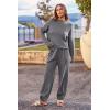 imagePRETTYGARDEN Womens Winter 2 Piece Sweater Set Casual Pullover Top High Waisted Sweatpants Tracksuit Lounge OutfitsDark Grey
