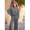 imagePRETTYGARDEN Womens Winter 2 Piece Sweater Set Casual Pullover Top High Waisted Sweatpants Tracksuit Lounge OutfitsDark Grey