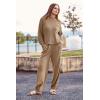 imagePRETTYGARDEN Womens Winter 2 Piece Sweater Set Casual Pullover Top High Waisted Sweatpants Tracksuit Lounge OutfitsKhaki