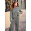 imagePRETTYGARDEN Womens Winter 2 Piece Sweater Set Casual Pullover Top High Waisted Sweatpants Tracksuit Lounge OutfitsLight Grey