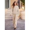 imagePRETTYGARDEN Womens Winter 2 Piece Sweater Set Casual Pullover Top High Waisted Sweatpants Tracksuit Lounge OutfitsLight Khaki