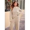 imagePRETTYGARDEN Womens Winter 2 Piece Sweater Set Casual Pullover Top High Waisted Sweatpants Tracksuit Lounge OutfitsLight Khaki
