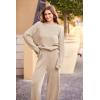 imagePRETTYGARDEN Womens Winter 2 Piece Sweater Set Casual Pullover Top High Waisted Sweatpants Tracksuit Lounge OutfitsLight Khaki