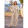 imagePRETTYGARDEN Womens Winter 2 Piece Sweater Set Casual Pullover Top High Waisted Sweatpants Tracksuit Lounge OutfitsLight Khaki