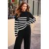 imagePRETTYGARDEN Womens Winter 2 Piece Sweater Set Casual Pullover Top High Waisted Sweatpants Tracksuit Lounge OutfitsStriped Black