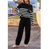 imagePRETTYGARDEN Womens Winter 2 Piece Sweater Set Casual Pullover Top High Waisted Sweatpants Tracksuit Lounge OutfitsStriped Black