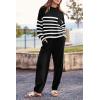 imagePRETTYGARDEN Womens Winter 2 Piece Sweater Set Casual Pullover Top High Waisted Sweatpants Tracksuit Lounge OutfitsStriped Black