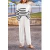 imagePRETTYGARDEN Womens Winter 2 Piece Sweater Set Casual Pullover Top High Waisted Sweatpants Tracksuit Lounge OutfitsStriped White