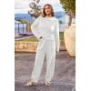 imagePRETTYGARDEN Womens Winter 2 Piece Sweater Set Casual Pullover Top High Waisted Sweatpants Tracksuit Lounge OutfitsWhite