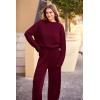 imagePRETTYGARDEN Womens Winter 2 Piece Sweater Set Casual Pullover Top High Waisted Sweatpants Tracksuit Lounge OutfitsWine Red