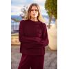 imagePRETTYGARDEN Womens Winter 2 Piece Sweater Set Casual Pullover Top High Waisted Sweatpants Tracksuit Lounge OutfitsWine Red