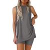 imagePRETTYGARDEN 2 Piece Sets for Women 2025 Summer Matching Lounge Shorts Set Resort Airport Travel Loungewear Outfits ClothingDark Grey