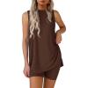 imagePRETTYGARDEN 2 Piece Sets for Women 2025 Summer Matching Lounge Shorts Set Resort Airport Travel Loungewear Outfits ClothingLight Coffee