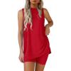 imagePRETTYGARDEN 2 Piece Sets for Women 2025 Summer Matching Lounge Shorts Set Resort Airport Travel Loungewear Outfits ClothingRed