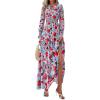 imagePRETTYGARDEN Womens Floral Maxi Dress 2025 Spring Long Sleeve V Neck Casual A Line Long Flowy Boho Party DressesFloral Blue Red