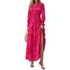 imagePRETTYGARDEN Womens Floral Maxi Dress 2025 Spring Long Sleeve V Neck Casual A Line Long Flowy Boho Party DressesRed Big Floral